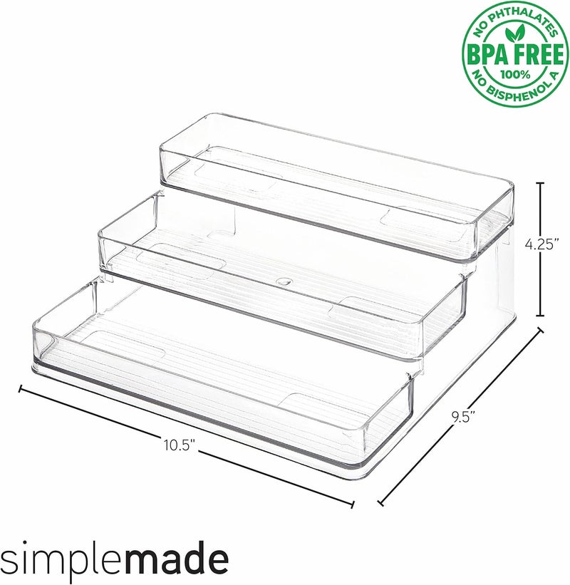 Simplemade 3-Tier Spice Rack Organizer - Versatile Storage Shelf for Kitchen, Bathroom, Bedroom & Office, Set of 1, Clear - Image 3